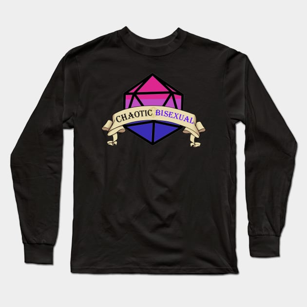 Dnd Chaotic Bisexual Dice Long Sleeve T-Shirt by Beansprout Doodles
